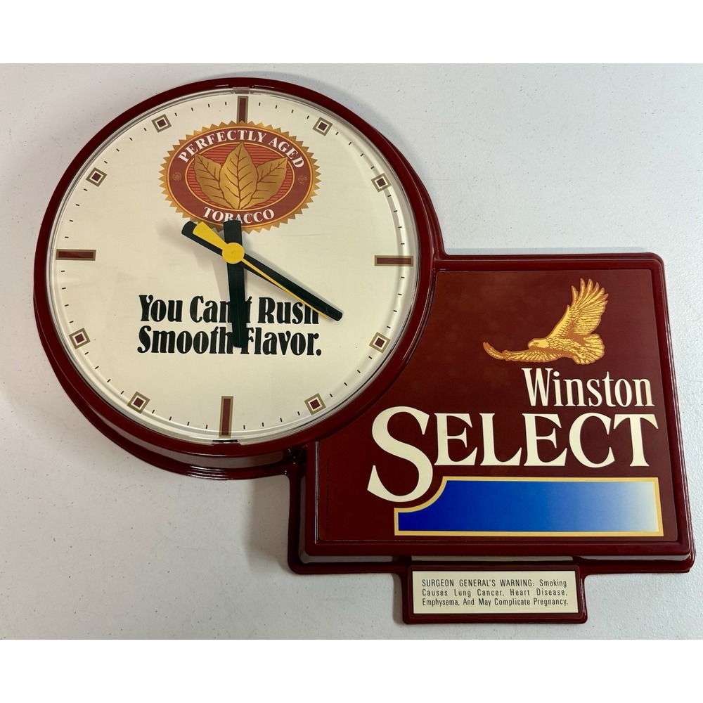Vintage Winston Select Cigarette Battery Operated Wall Clock Tobacco Advertising